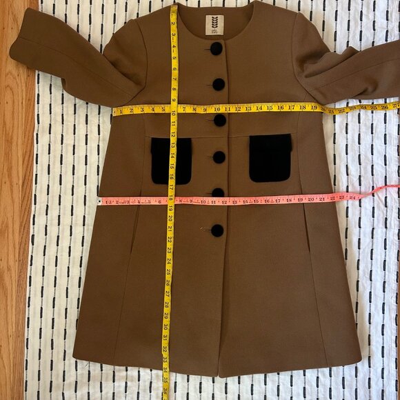 Orla Kiely So Far Soho Good Coat Wool Brown Women Long Retro Vtg Dressy 8 - Picture 7 of 8